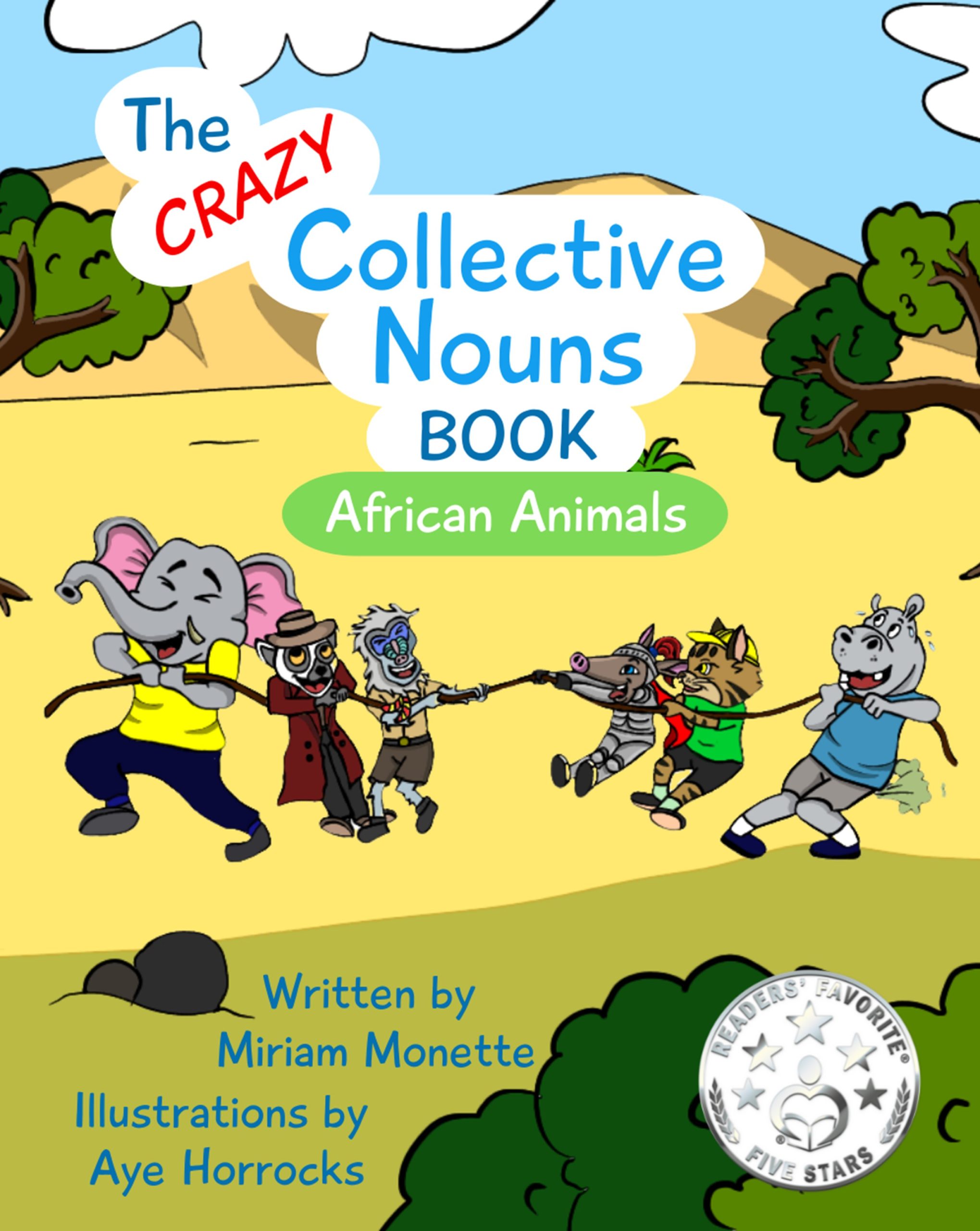 The cover image for the crazy collective nouns book - African animals